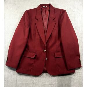 Edwards Women's Burgundy Blazer‎ Suit Jacket Lined Gold Button Size M/L